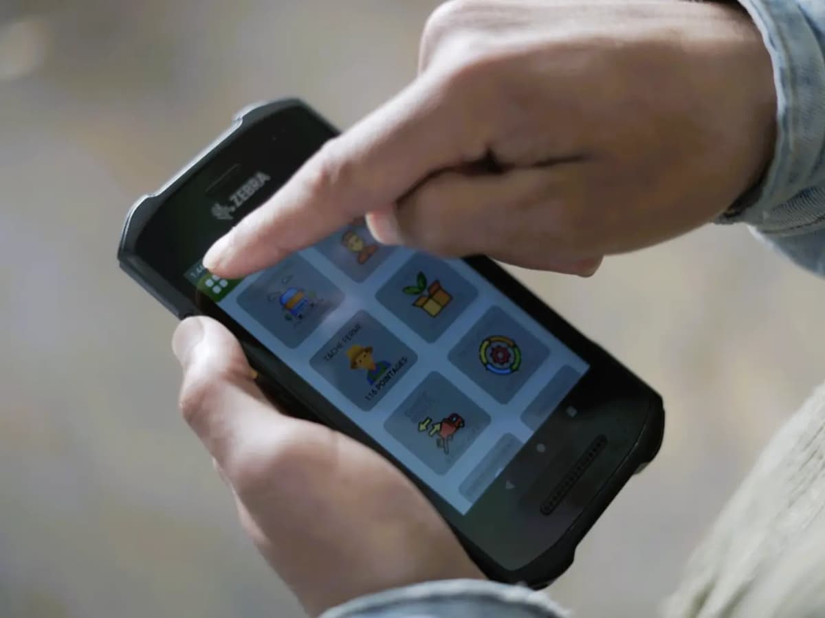 WiseHarvest mobile app on Zebra device in the field